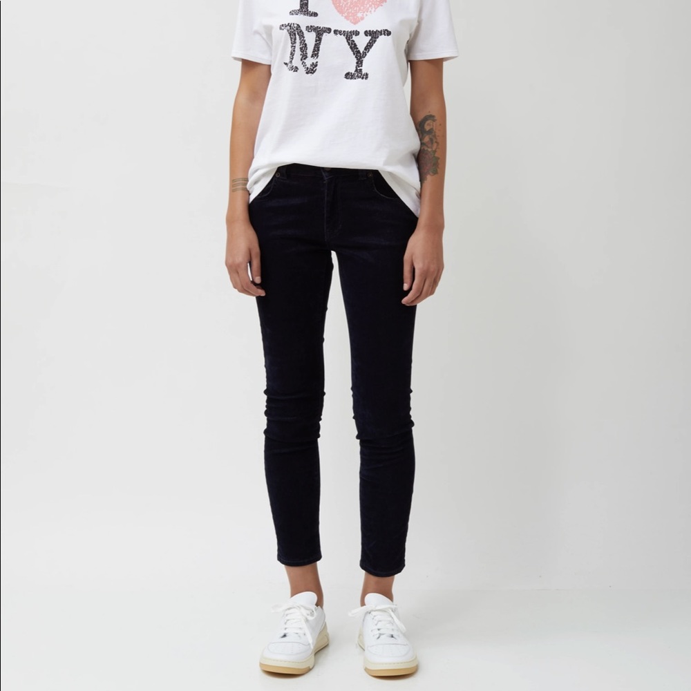 6397 Navy Velvet Mini Skinny Pants size 29